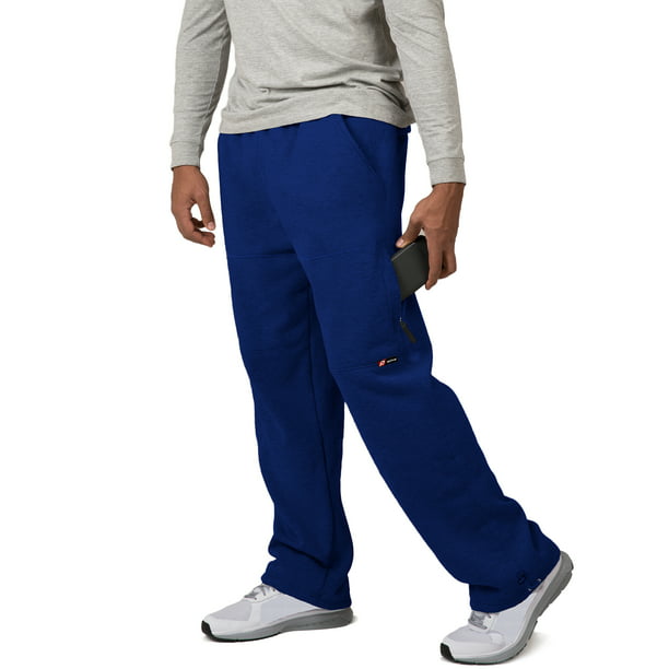 Zoulee Mens Elastic Waist Open Bottom Sweatpants with Zip Decorative Pockets